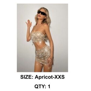 Shimmering Gold Fringe Two-Piece Set